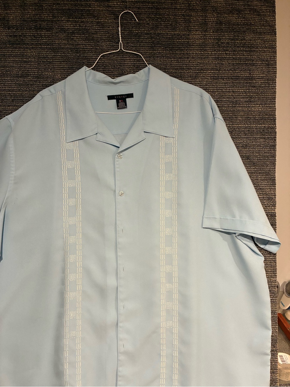 Synrgy Big & Tall Pale Blue Short-Sleeve Cuban Collar Shirt